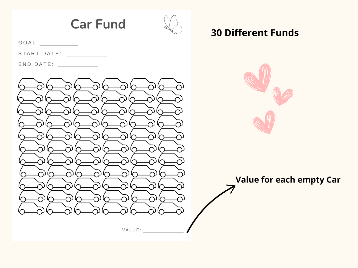 40 Saving challenges for Different Funds, US Letter, Printable, Budget Tracker